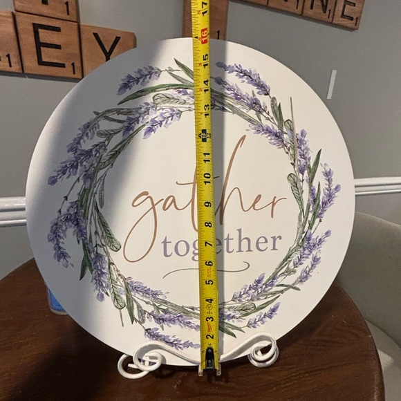 Home Decor - Gather Together Wooden Round Sign & White Stand -17 in. Width - Picture 2 of 10